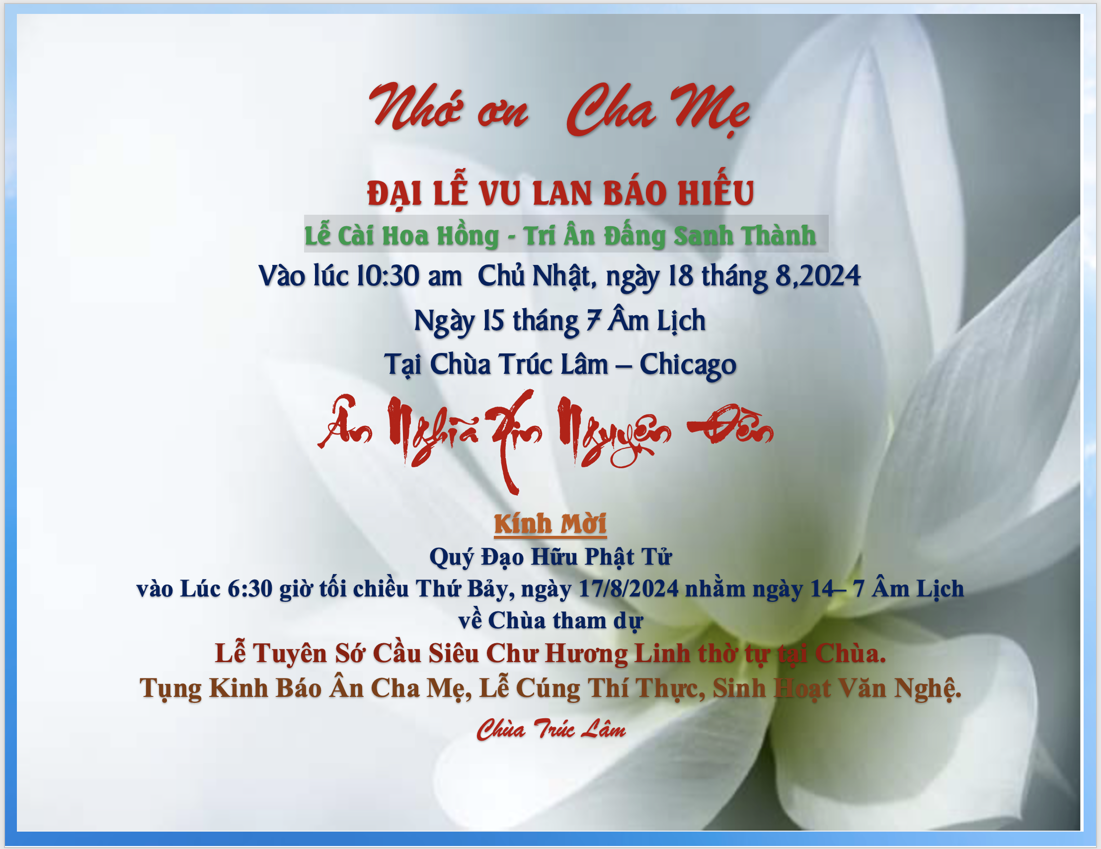 Đại Lễ Vu Lan 2024 - Chùa Trúc Lâm